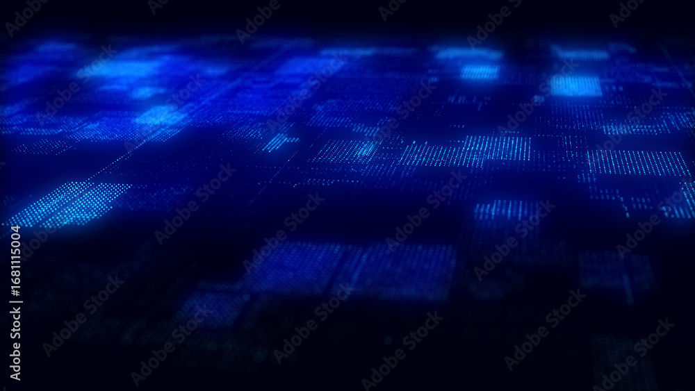 Aufkleber digital blue background of particles. abstract futuristic illustration. big data visualization. tech