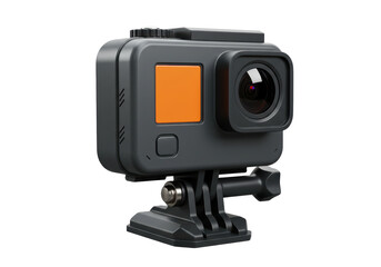 Isolated Action Camera with Mount for Sports Videography and Photography Usage