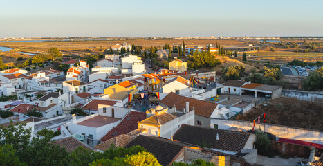 Colorful town square and rooftops in Castro Marim, Algarve, Portugal