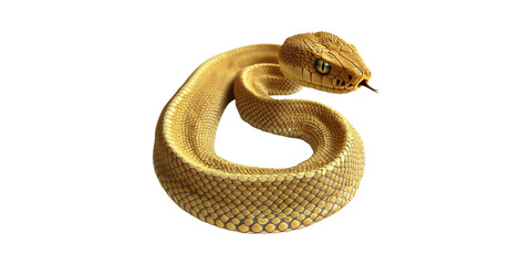 Fototapeta premium Golden Snake Coiled. Symbol Of Danger And Elegance In Nature Isolated On Transparent Background