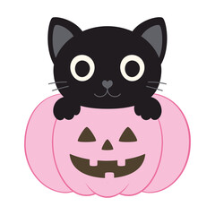 halloween black cat, flat style