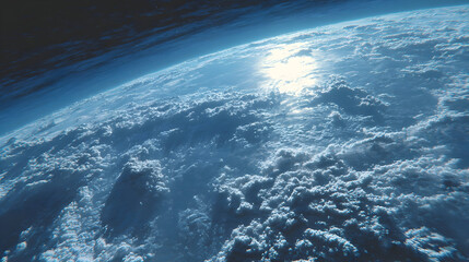 Earth from Space: Sunlit Clouds and Atmosphere