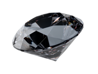  Polished Black Diamond Gemstone with Faceted Cut, Front View, Isolated on Transparent Background.png