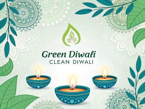 Creative Diwali background illustration, Diwali decorative diya illustration, Happy Diwali post design, Diwali or Dipavali festival, Colorful happy Diwali social media post	
