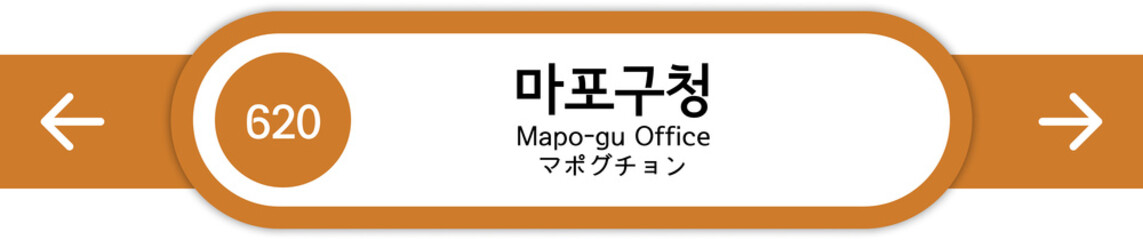 Obraz premium Illustration of Korean subway station names written in Korean, English and Japanese