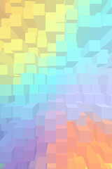 A voluminous abstract background with soft rainbow like gradients forming a structure of blocks receding into the distance. The colors are bright but balanced