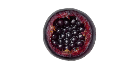 Cross-Section Of Fresh Acai Berry. Nutrient-Rich Superfood For Health And Wellness Isolated On Transparent Background