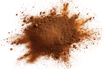 Spattered brown powder on a white foam