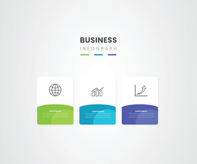 3 square shape colorful business infograph with icon thin line 