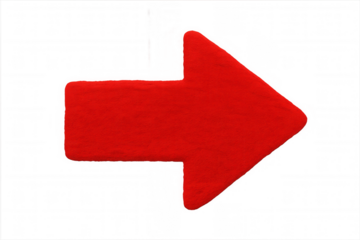 Glossy red directional arrow indicating movement, guiding viewer's attention on transparent background with clean design