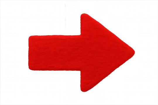 Glossy red directional arrow indicating movement, guiding viewer's attention on transparent background with clean design