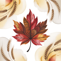 Vibrant Red Maple Leaf on White
