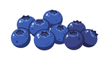 A vibrant cluster of fresh ripe blueberries with a distinct star shaped crown at the top isolated on a white background