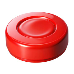 Red circular button isolated on transparent background