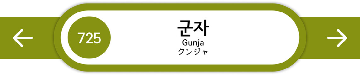 Illustration of Korean subway station names written in Korean, English and Japanese