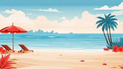 Fototapeta premium tropical beach with palm trees