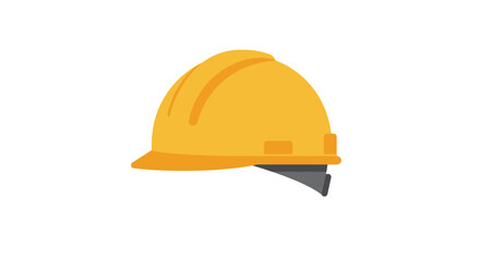 Bright yellow construction hard hat with dark gray brim for safety and protection on a white background