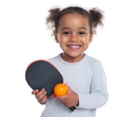 Joyful Child Ready for Table Tennis Fun isolated on a transparent background