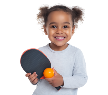 Joyful Child Ready for Table Tennis Fun isolated on a transparent background