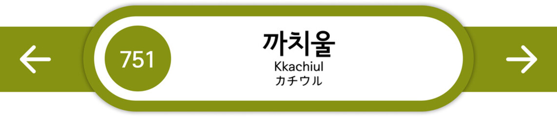 Illustration of Korean subway station names written in Korean, English and Japanese