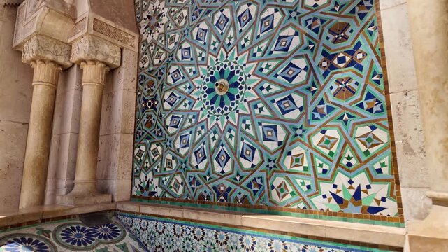 Hassan II Mosque Arches and Moroccan Mosaic Patterns &ndash; Casablanca, Morocco  September 3, 2025