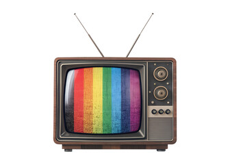 Retro TV with Rainbow Static Glitch PNG