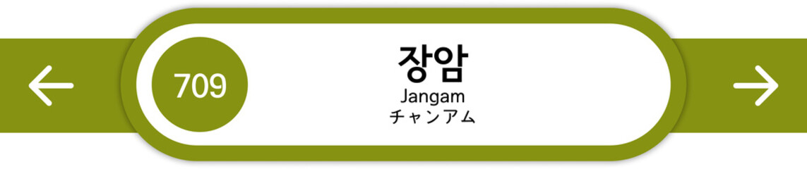 Illustration of Korean subway station names written in Korean, English and Japanese