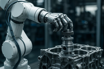 Ai robot arm replacing jobs in factory with advanced automation technology and mechanical precision