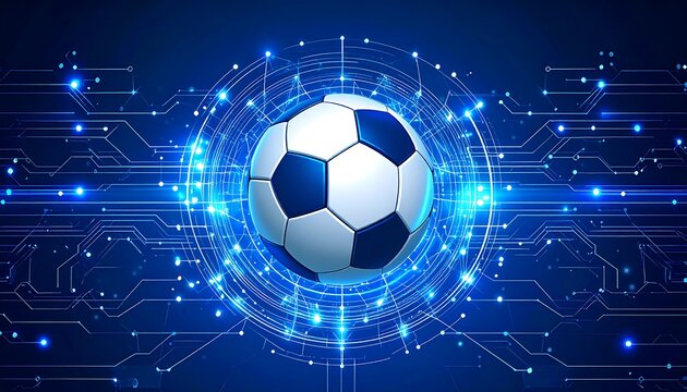 Futuristic soccer ball in a digital circuit design