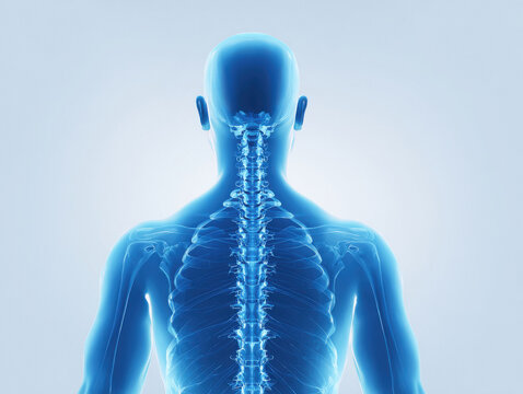 human spine in blue light