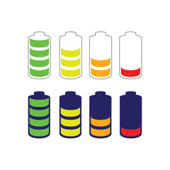 Battery Icon Set Flat Design and outline . Vector illustration...