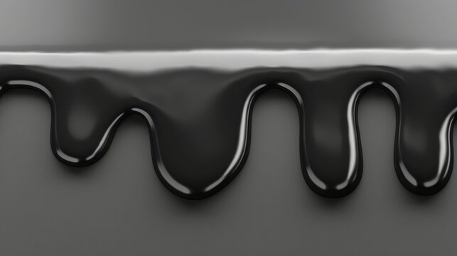 Artistic dripping black ink on a subtle gray background creating a striking visual contrast