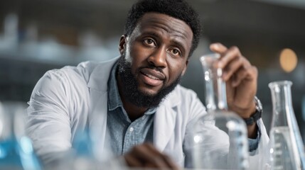 Research scientist calibrates lab equipment while analyzing chemical reactions in preparation for experiments