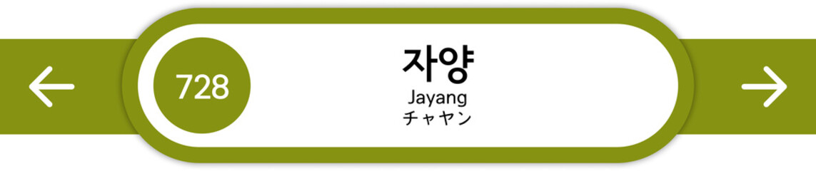 Illustration of Korean subway station names written in Korean, English and Japanese