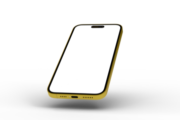 High-quality photo of a gold smartphone with a blank screen, perfect for app presentations or website mockups.  Download now!