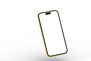 High-quality image of a gold smartphone with a blank screen, perfect for app presentations or website mockups.  Download now!