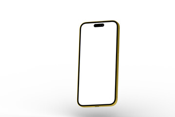 High-quality image of a gold smartphone with a blank screen. Perfect for app presentations or mobile phone advertising.