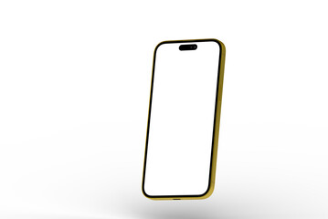 High-quality photo of a gold smartphone with a blank screen, perfect for app presentations or website designs.