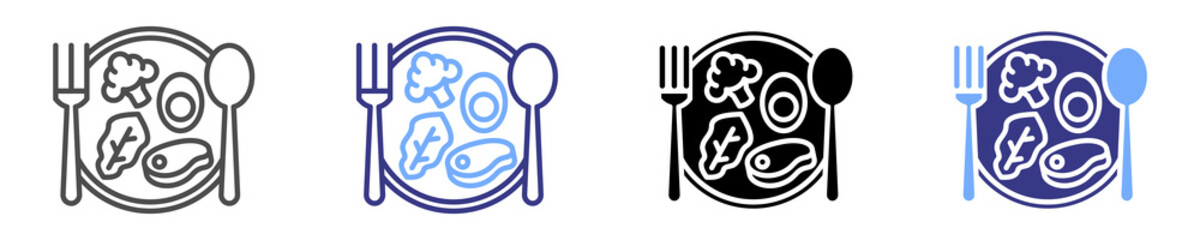 food icon set multiple style