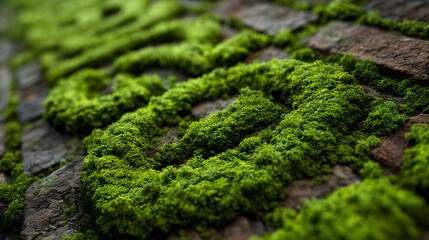 Obraz premium Detailed Moss Graffiti Eco-Art on an Urban Brick Wall