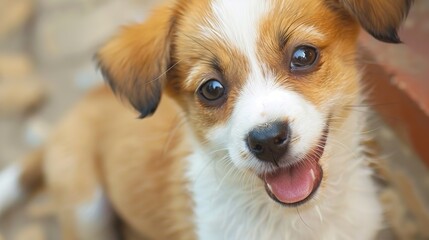 Fototapeta premium The cute and chubby dog-themed pictures can meet the needs of pet social sharing, creation of cute pet content, reference for children's picture book illustrations, promotional pictures for pet produc