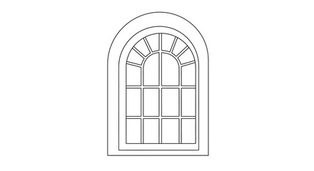 Elegant gothic arch window outline drawing architectural design element for historic buildings