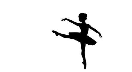 Elegant silhouette of a ballet dancer in a graceful pose on a white background