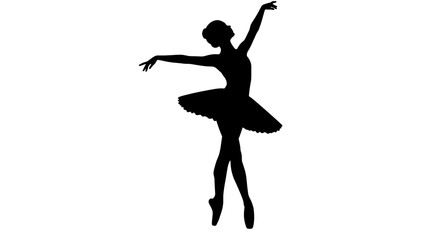 Elegant silhouette of a ballerina in a graceful pose on pointe with arms extended