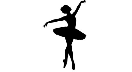 Elegant silhouette of a ballerina in a graceful pose on a white background
