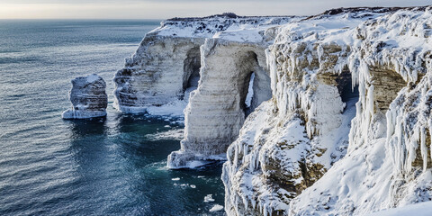 Stunning view of white chalk cliffs by the sea Generative AI