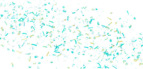 Celebrate with this festive image of teal and gold confetti falling on a white background. Perfect...