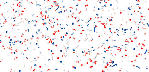 Festive confetti background with red, white, and blue colors. Perfect for celebratory designs.
