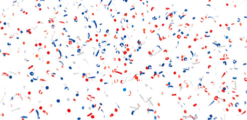 Festive confetti background with red, white, and blue colors. Perfect for celebrations and holidays.