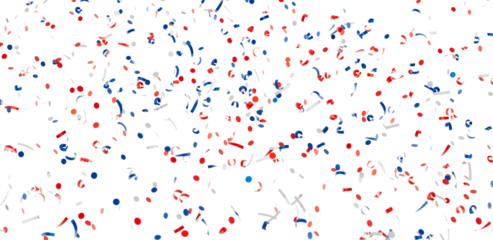 Festive confetti background with red, white, and blue colors. Perfect for celebrations and holidays.